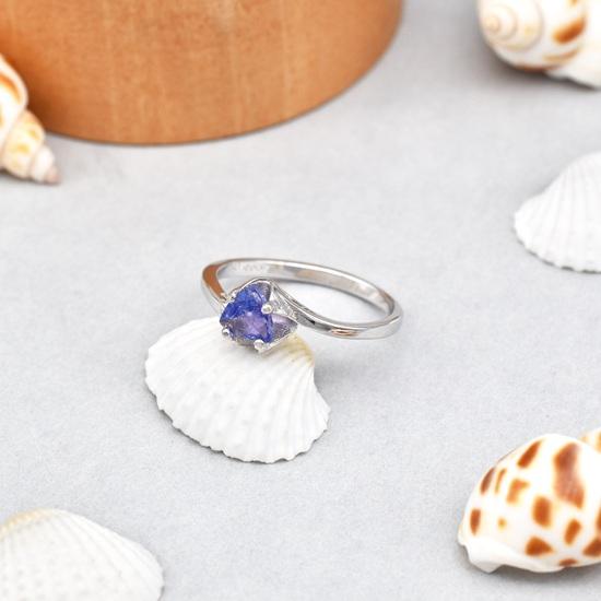Natural Trillion Tanzanite Gemstone 925 Sterling Silver  Ring Size  5 US Gift  Birthday,Marriage,Wedding,Anniversary,Gift