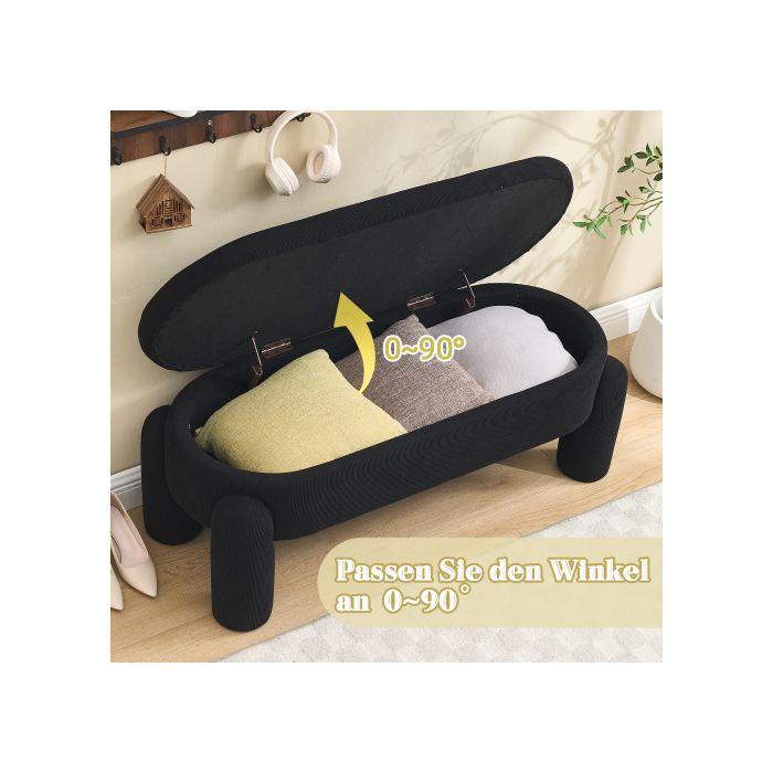 Banc de rangement - MUVOE - Moderne - Tissu chenille - Bois massif - Noir