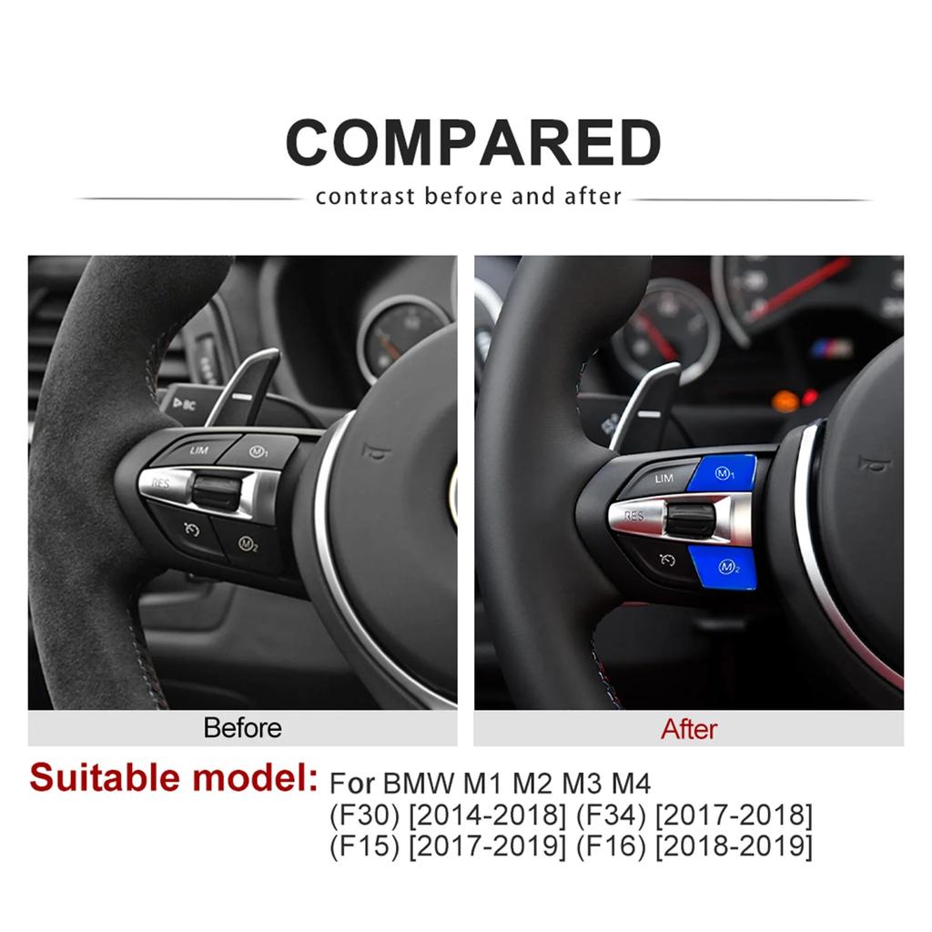 For BMW M1 M2 M3 M4 F15 F16 F30 F34 Interior Trim Sport Steering Wheel Switch Replace Button Cover Sticker