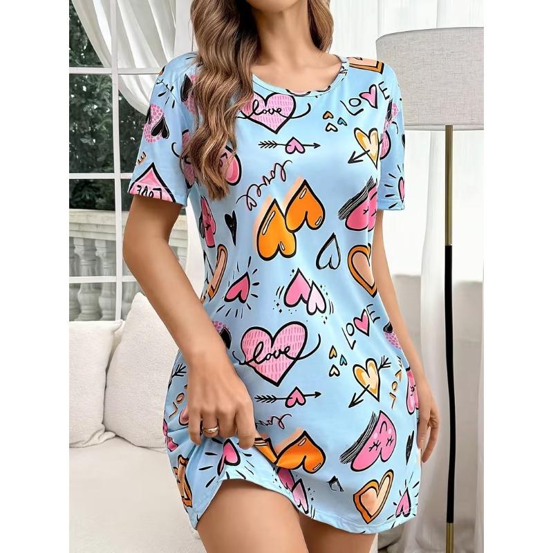 Women's Plus Size Printed Short Sleeve Round Neck Casual Breathable Dress