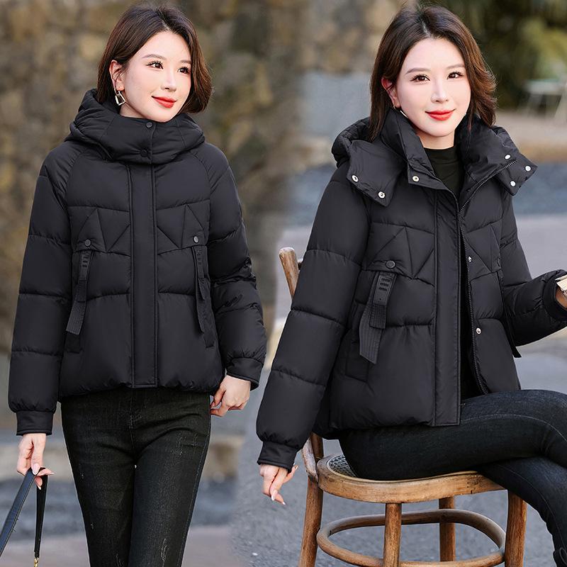 Damen Kurze Kapuzen-Winddichte Dicke Warme Winterjacke mit Quaste