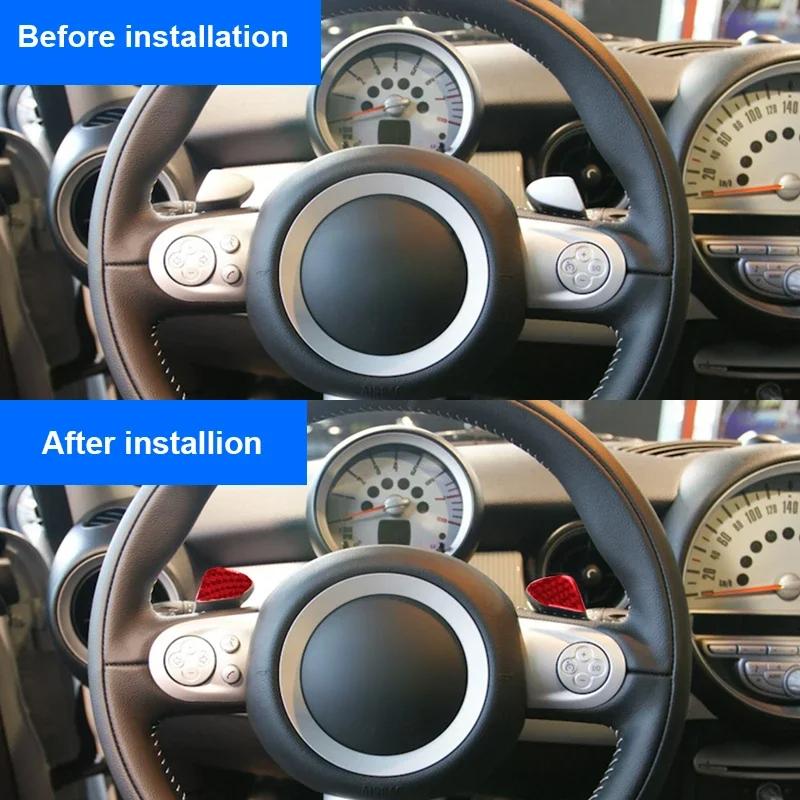 Carbon Fiber Stickers Steering Wheel Shif Paddles Car Accessories Fit For Mini Cooper Hardtop R56 Clubman R55 Convertible R57
