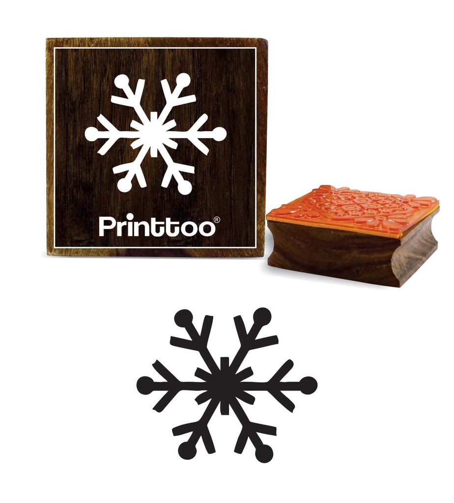 Printtoo Snowflake Pattern Square Wooden Rubber Stamp Craft Block Diary Card-2 X 2