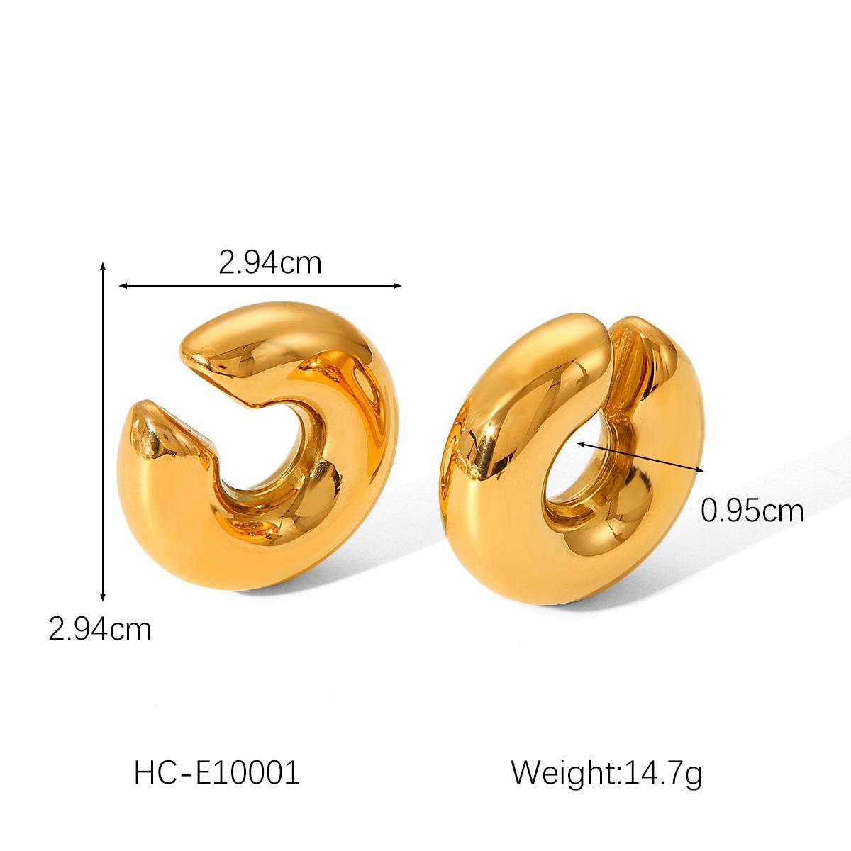 Minimalist Geometric Series 18K Gold Stainless Steel C-shaped Hoop Ear Clips Titanium Steel Non-fading Earrings золотой