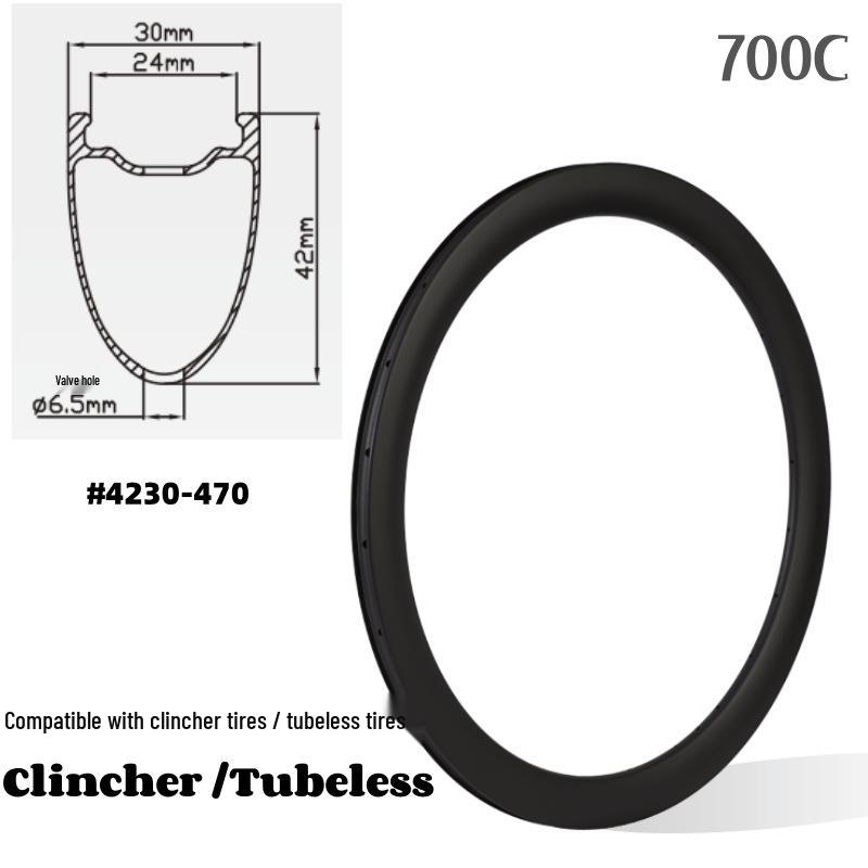 700C Ultra-Light Carbon Fiber Road Bike Wheelset with High Profile and Disc Brake Compatibility