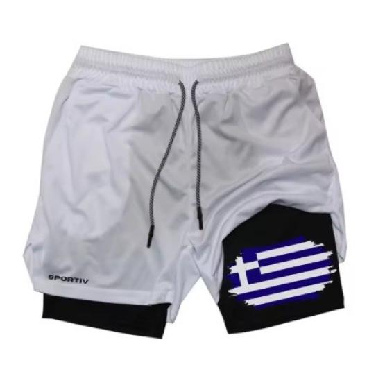 Camouflage Greece Flag Muay Thai Kick Boxing Shorts Men Women Unisex Casual Sportswear Double Layer Quick Dry Training Sport Gym Fitness Workout