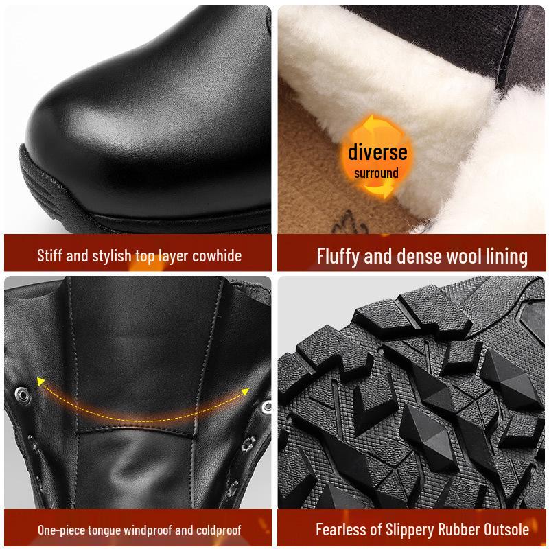 3515 Botas de Vuelo de Lana de Caña Alta para Hombre Strongman - Cremallera Lateral, Resistentes al Desgaste, Cálidas Botas de Invierno para Montar y Entrenamiento al Aire Libre.