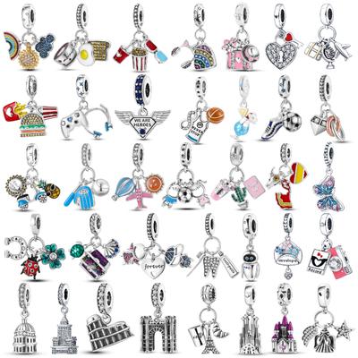Charms 925 Pasuje na náramek Slavná budova Eiffelova věž Přívěsek Diy