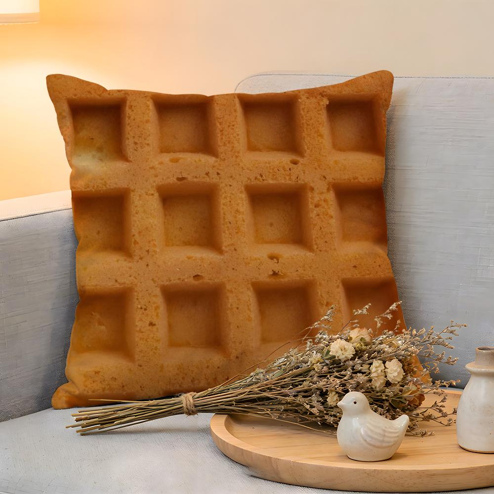 Cushion Cover Linen SkinFriendly Soft Decorative Case For Sofa Home Decor Fried Egg Pizza Waffle Pillow cover
