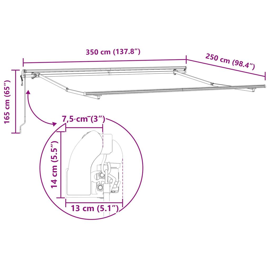 Retractable Awning Orange and Brown 350 X 250 Cm