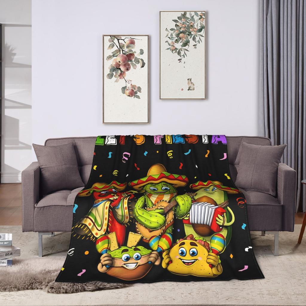 Let's Shift Party Fiesta Plush Blanket Boys Mexican Amigo Cinco De Mayo Flannel Throw Blanket For Home Decor Soft Bedspread
