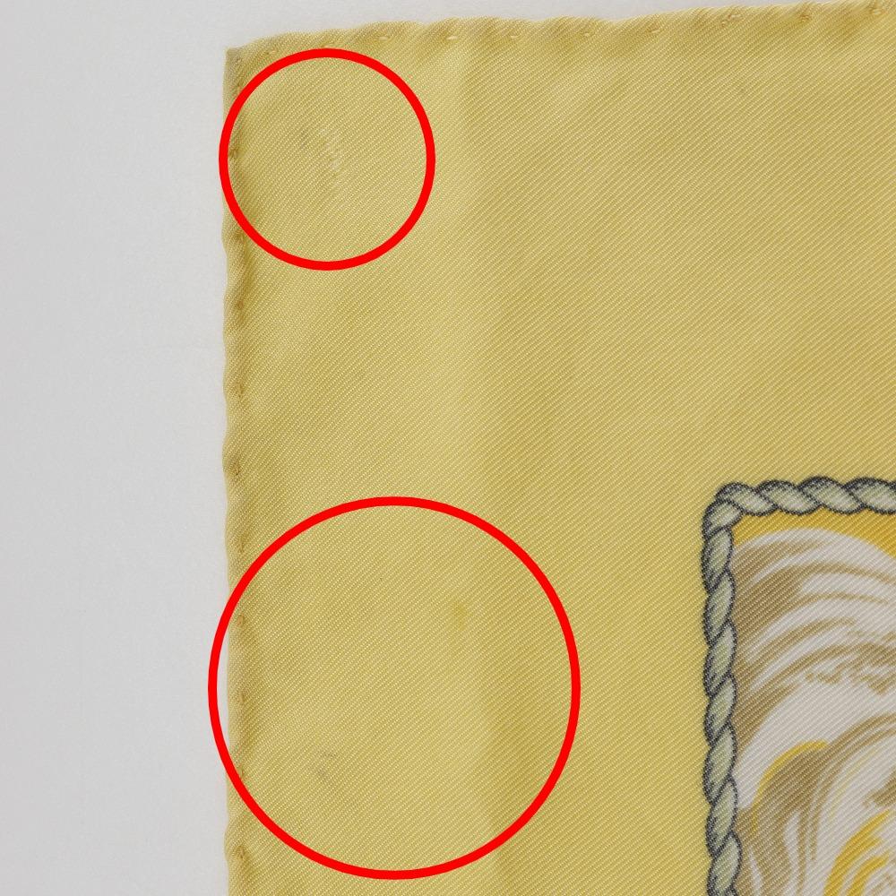 Hermes Carree90 Schal Vive le Vent Kazeyo Fuke gelbe Seide Damen Gebraucht