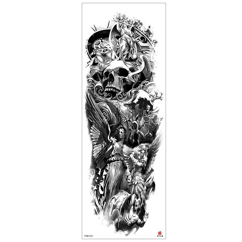 New Waterproof Full Arm Tattoo Stickers – Large Floral & Lion Design, Cross-Style, Hot Selling