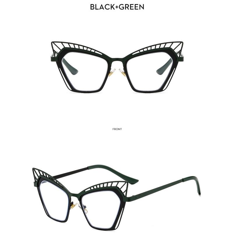 Women's Glasses, Fashionable Large-frame Metal Cat Eye Hollow Glasses.