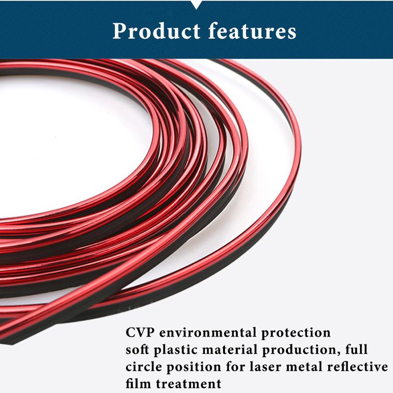 1 ks Ozdobná lišta do auta Flexibilní proužky Univerzální 5M Interiér Auto Lišty Kryt auta Lem Palubní deska Dveře Car-styling Červená