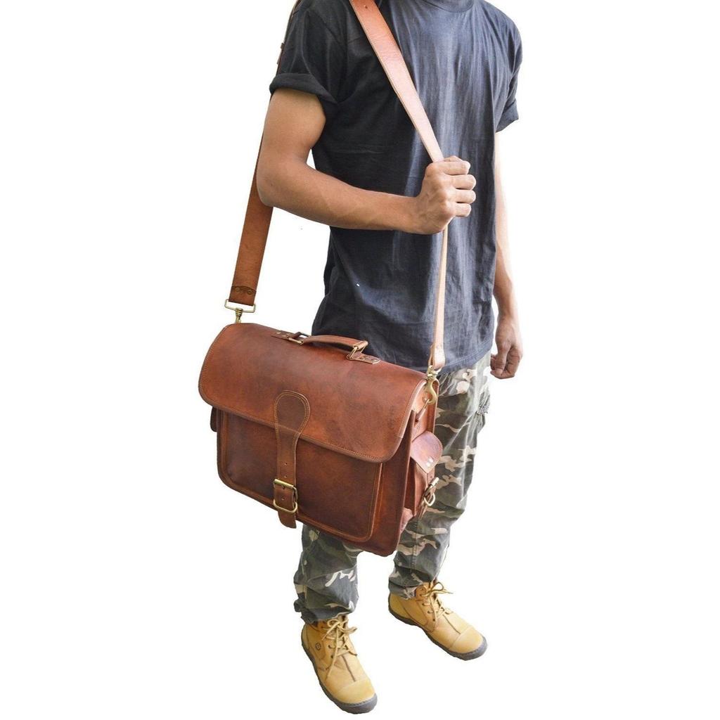 NEW Men's Leather Bag Business Messenger Laptop Shoulder Briefcase satchel