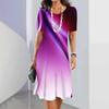 Urlaub Kurzarm T-Shirt Kleid Damen 3D Druck Locker Übergröße Strandkleider
