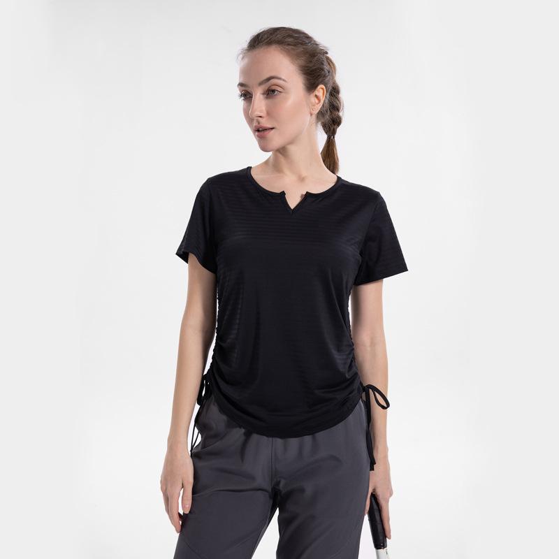 

Женские свободные спортивные футболки для йоги, быстросохнущие, дышащие, для фитнеса, тренировок, йоги, эластичные, с коротким рукавом, на шнурке, дизайн 3XL чёрный