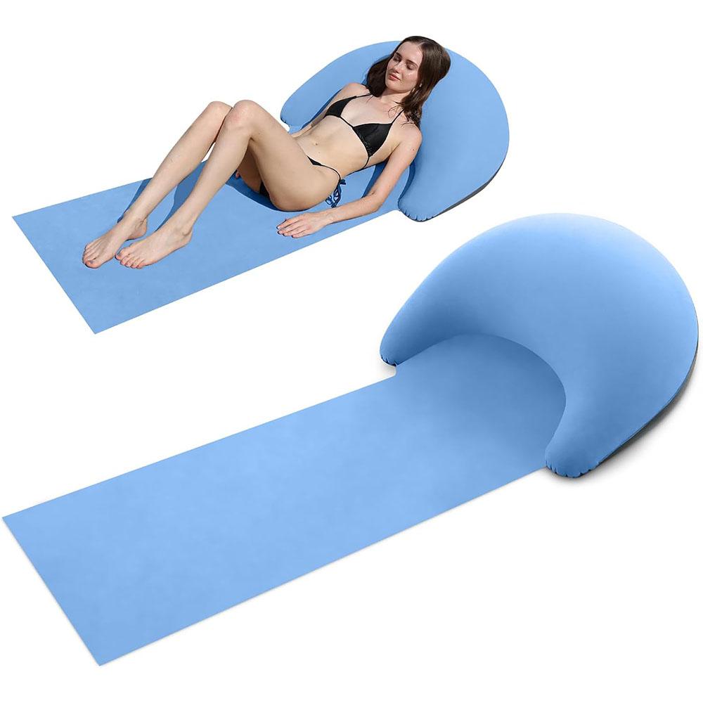 

Beach Blanket with Inflatable Headrest, Lounger Portable Reclining Beach Mat for Relaxing and Sunbath синій