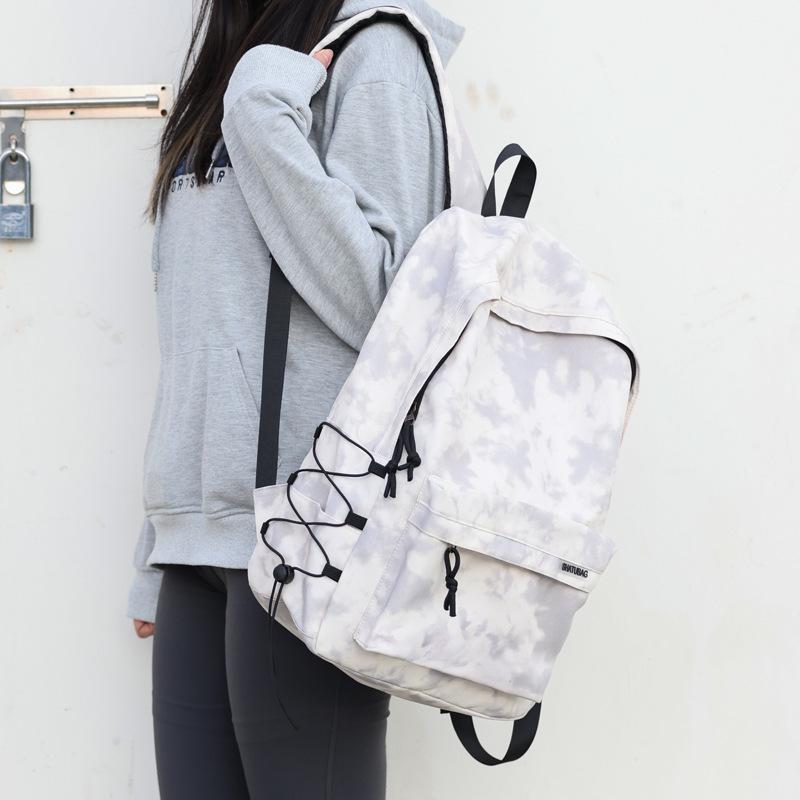 Schoolbag new schoolbag junior high school students simple tie-dye printing design youth college backpack Japanese high school students backpack