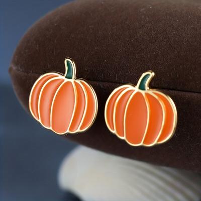 Halloween Oranžové Smaltované dýňové náušnice Náušnice Párty dárky Roztomilé dýňové náušnice pro ženy Dívky