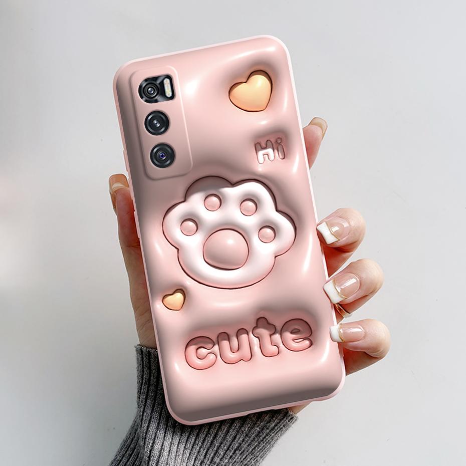 For Vivo V20 SE Case Vivo Y70 Phone Case V20SE Cute Rabbit Panda Painted TPU Soft Cover V2022 V2023 Camera Shockproof Back Coque