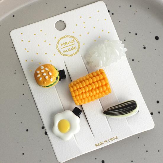 Girl Hair Pin Realistic Breakfast Chuck Design Side Bang Hair Clip Stable Grip No Damage Small Hairpin Daily Travel Hair Accessories