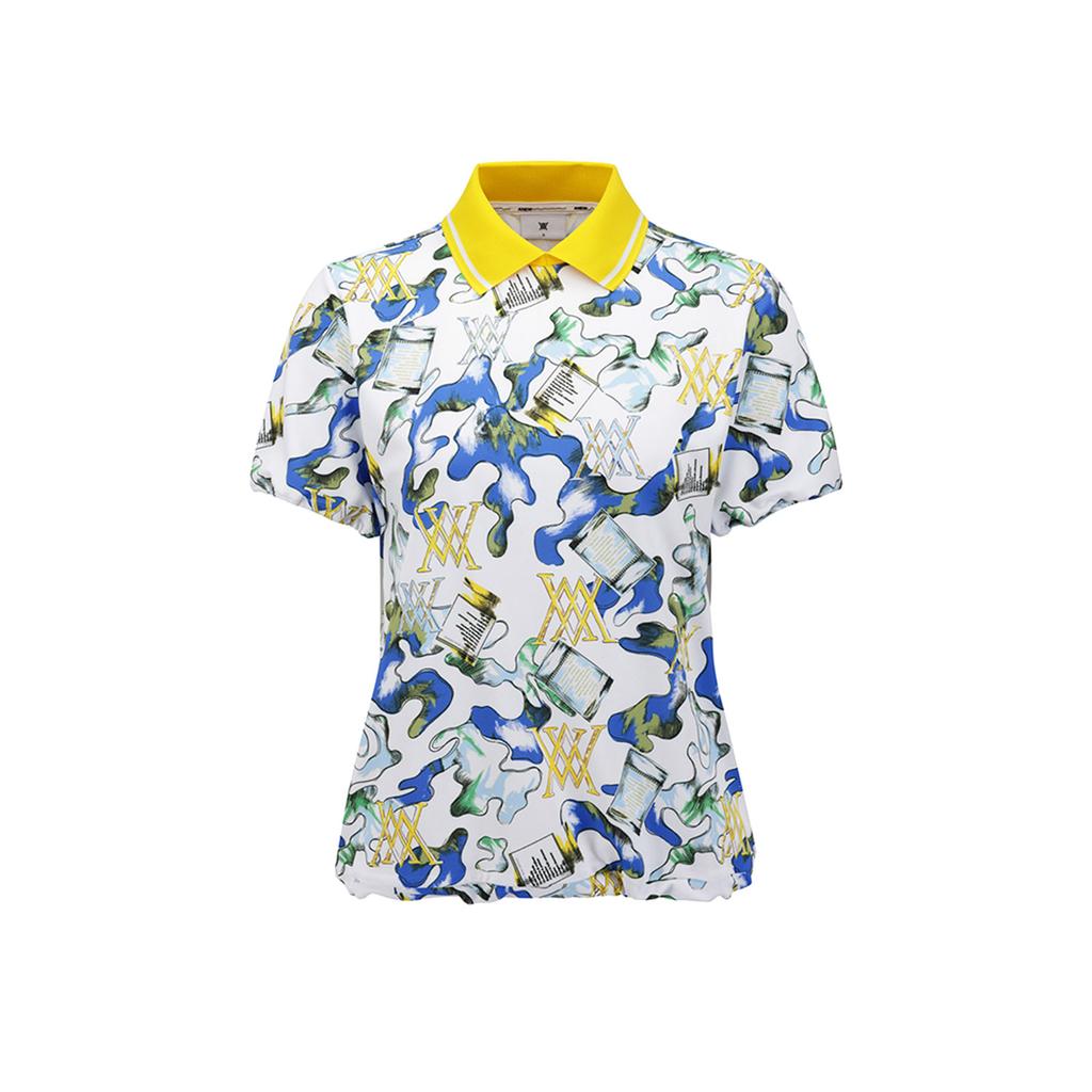 ANEW GOLF Women Abstract Pattern Blouson T-Shirt_Wh