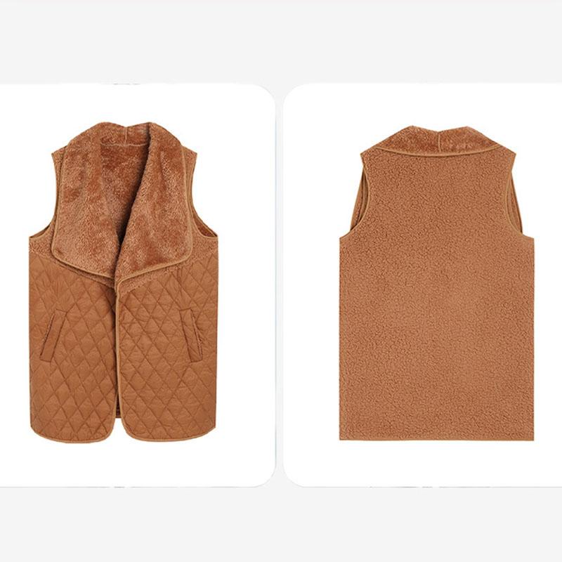 Umlegekragen Plüsch Ärmellose Jacke Damen Ärmellos Einfarbig Mantel Spleißen Strickjacke Weste Neue Mode Frühling und Herbst