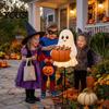 Resistente alle intemperie Decorazione da Giardino di Halloween Fantasma Portacaramelle Palo da Giardino, Carino Luminoso con Ciotola a Zucca, Decorazione Festiva Stile Cinematografico Cartello da Esterno
