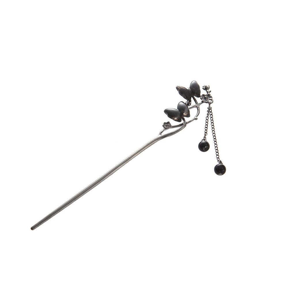 Elegant Butterfly Pearl Crescent Moon Tassel Hairpin for Women - Ancient & Modern Style
