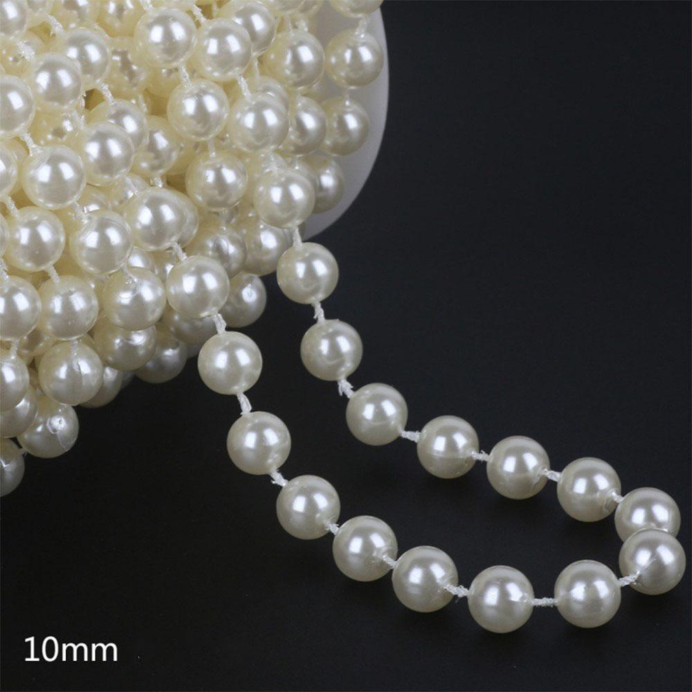 Ivory Round Pearl Beads String Trim Chain Sew Craft Faux Pearls Strand Garland Decorate Floral Centerpieces Favor Christmas Tree