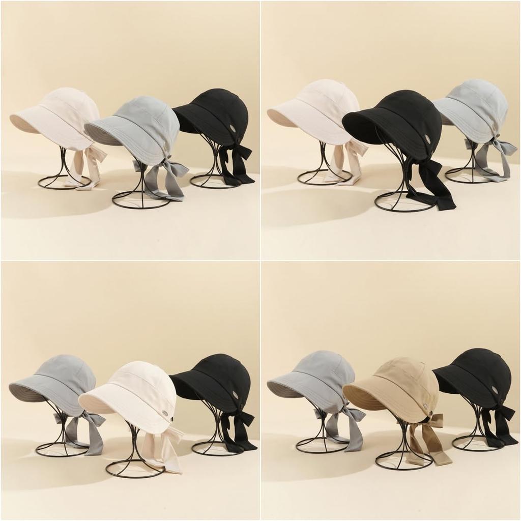 UV Protection Bow Tie Belt UV Sunburn Wide Sweat Slimming YFM05 [Qzkouma] Women's Hat, Cap, Protection, Breathable, Prevention, Brim, Absorbing,