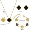 Trendy Clover Bracelet: Women's Korean Simple Design with Mother-of-Pearl and Titanium Steel, Featuring Five Floral Motifs.