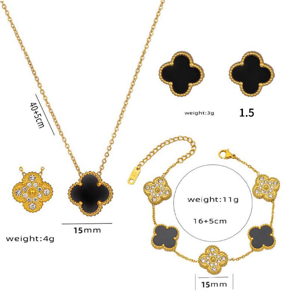 Trendy Clover Bracelet: Women's Korean Simple Design with Mother-of-Pearl and Titanium Steel, Featuring Five Floral Motifs.