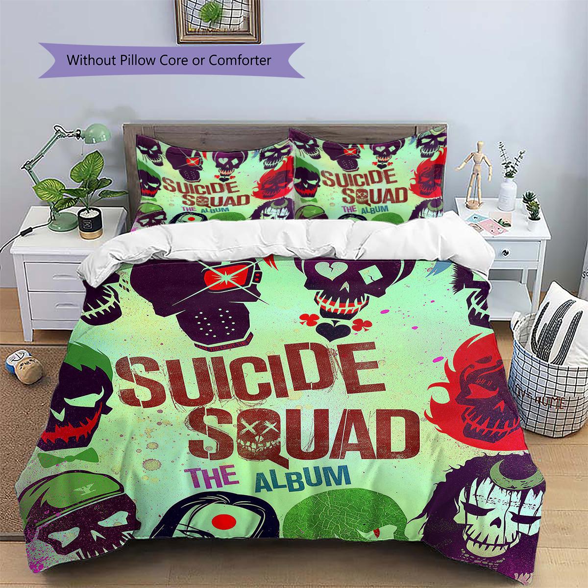 

Suicide Squad Poster Bedding Set Duvet Cover Pillowcase No Filler, Soft Home Bedroom Decor, Perfect Gift for Fans.chl 135x200cm