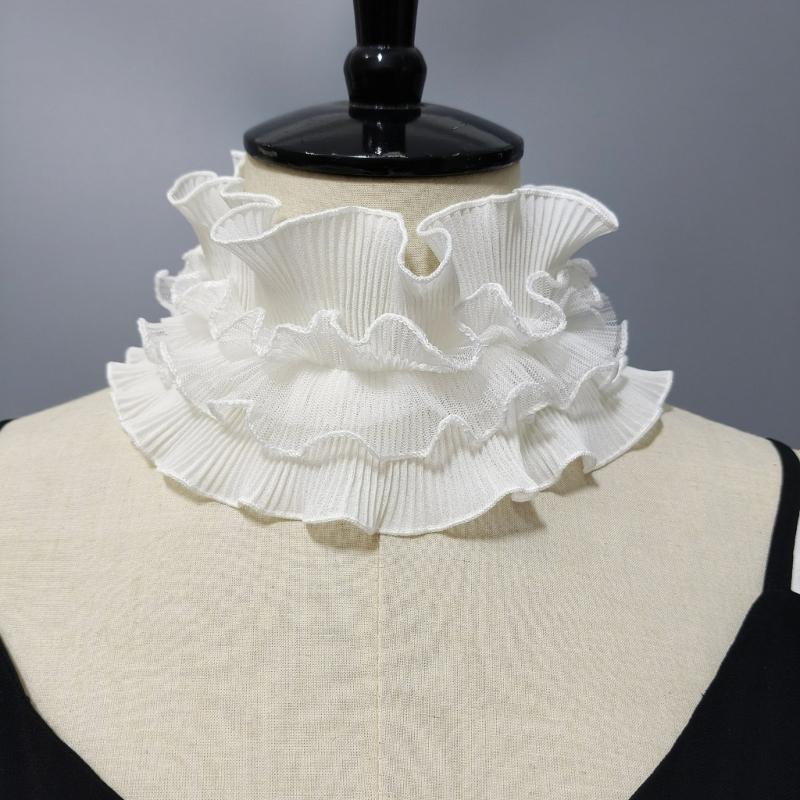Vintage Ruffle Lace Collar Detachable Neck Ruff Collar Women Neckwear Blouse Skirt Decorative Neckwear for Theme Event