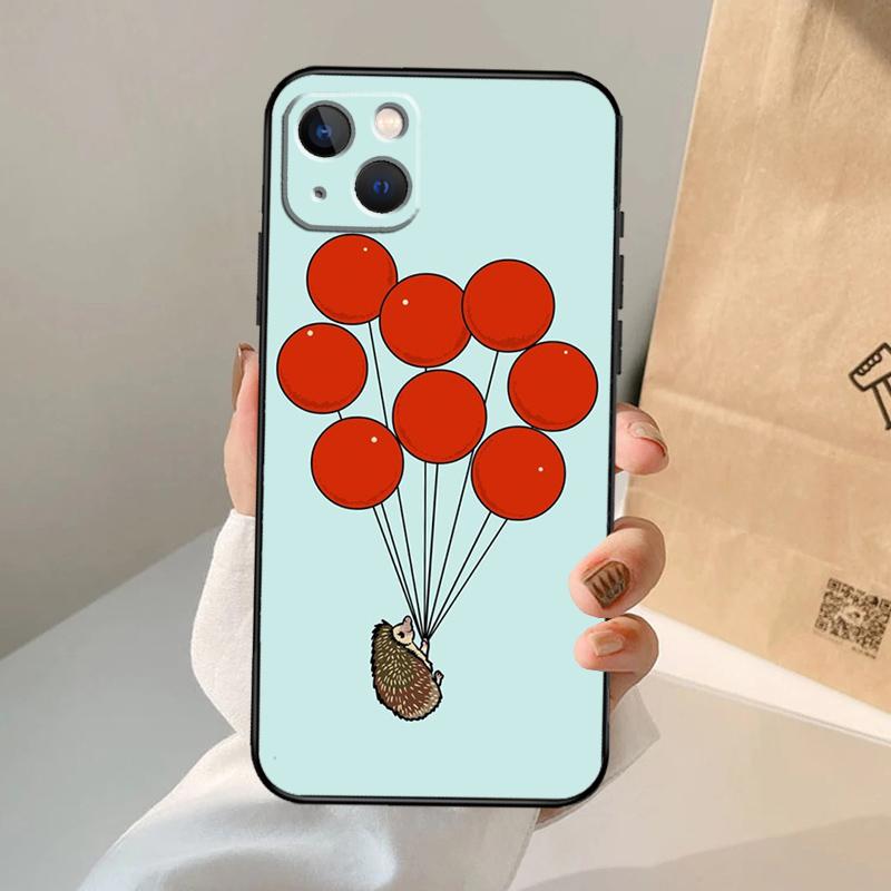 Kawaii Hedgehog Heart Cute Phone Case For iPhone 17 Air 16 15 13 11 12 14 Pro Max 13 12 mini 15 16 Plus 16e Cover Coque