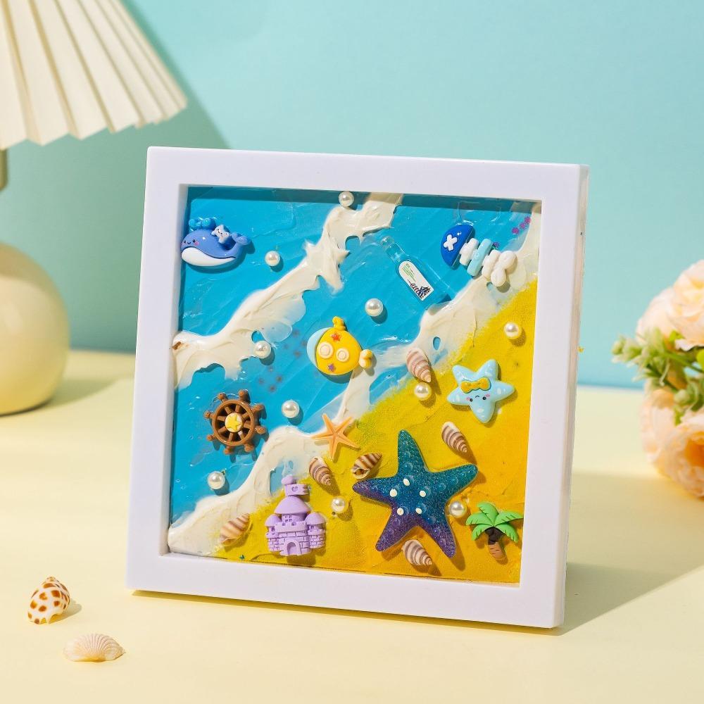 Wood Material 3D Ocean Scenery Painting Multicolor Photo Wood Frame DIY Photo Frame  Craft Projects