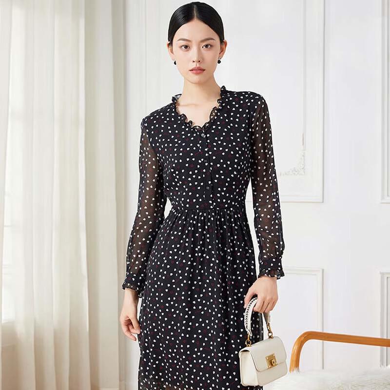 

JESSIE Ruffle Collar Printed Long Sleeve Dress M