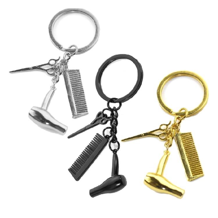 Sturdy Alloy Hair Stylists Keychain Featuring Scissors Comb Blow Dryer Detailing Perfect Gift For Hairstylists And Fashionistas