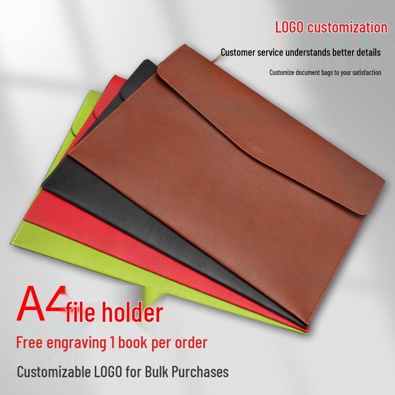 A4 Large Capacity PU Leather Document Bag - Customizable Logo