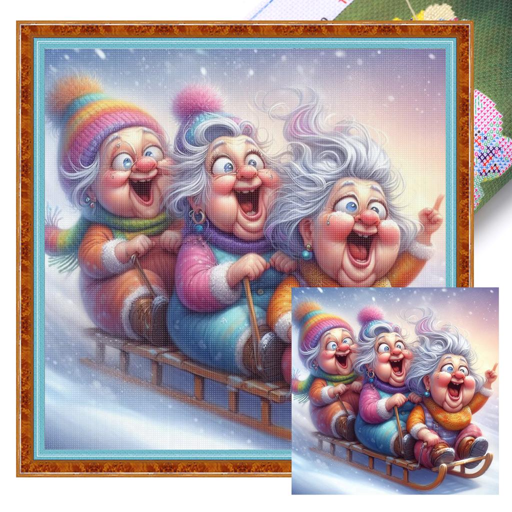 Character Full 11CT DIY Stamped Cross Stitch Kits 15.75x15.75in Printed Cross-Stitch Kits for Beginners Adults Home Decor
