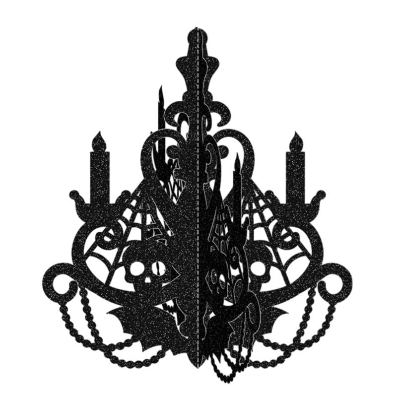 3D Paper Halloween Candle Holders Silhouettes Wall Hanging Decors Candlestick Chandelier Ornament Home Party Decoration
