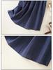 Japanese Style Blue Plaid Cotton Linen Shirt Dress for Women - Summer Short Sleeve Long Layered Design