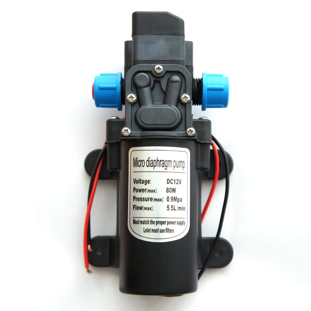 

zmart Diaphragm Pump for Freshwater, 12V 80W, 0.9MPa, Pressure Switch, Self-Priming, Booster Pump, Automatic Switch, 330L/H, 12V 80W, 0.8MPa