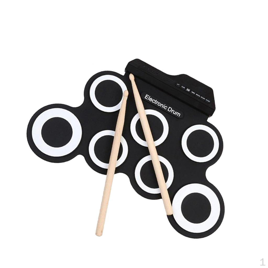 Set 7 Pad Roll Up Drum with Built-in Speaker Sticks