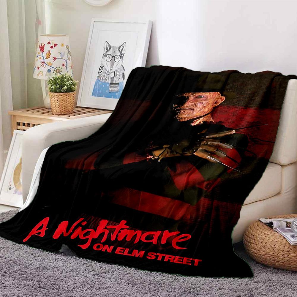 1pc A Nightmare on Elm Street Flannel Throw Blanket - HD Printed Lightweight Soft Warm All-Season Blanket for Sofa, Bed, Travel, Camping 062