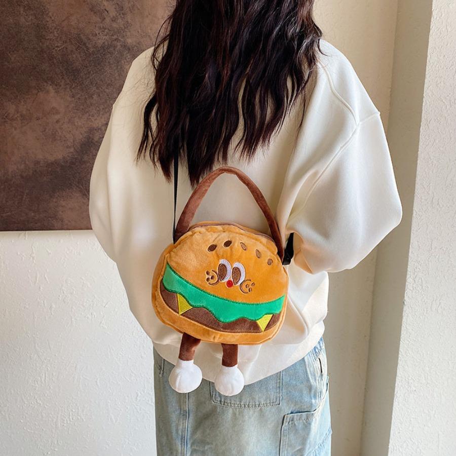 Kawaii French Fries Hamburger Plush Backpack Milk Tea Messenger Bag Creative CrossBody Coin Purse Birthday Christmas Gifts