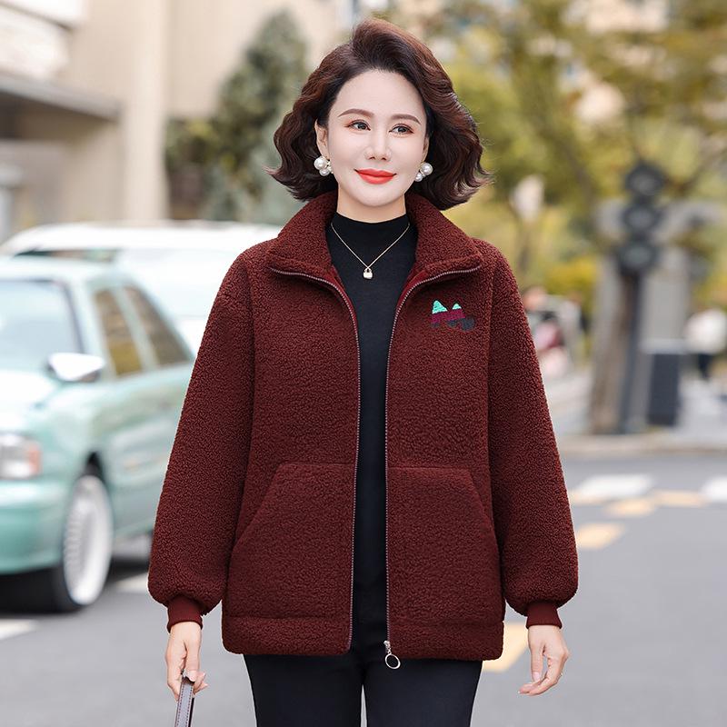 2025 Women's Plush Cotton Jacket: Thick, Fleece-Lined Outerwear for Middle-Aged and Elderly, Ideal for Autumn and Winter.